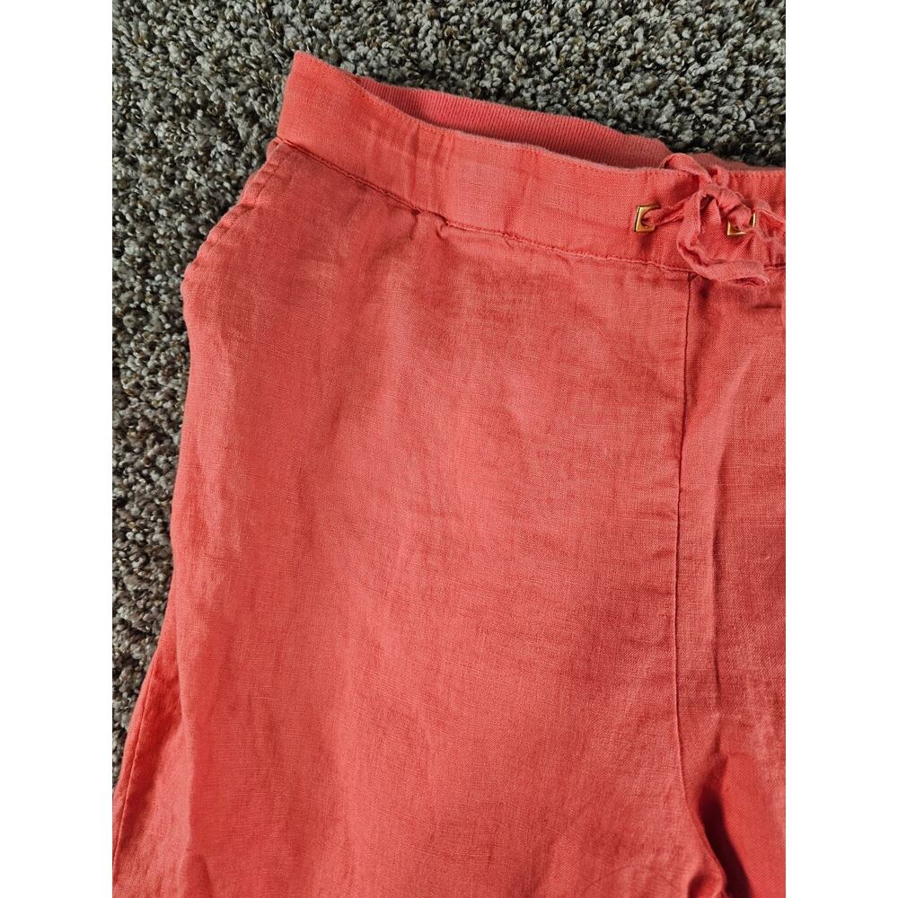 Ellen Tracy Womens Sz L Pull On Linen Pants Wide Leg Coral Salmon Pink - Picture 2 of 5